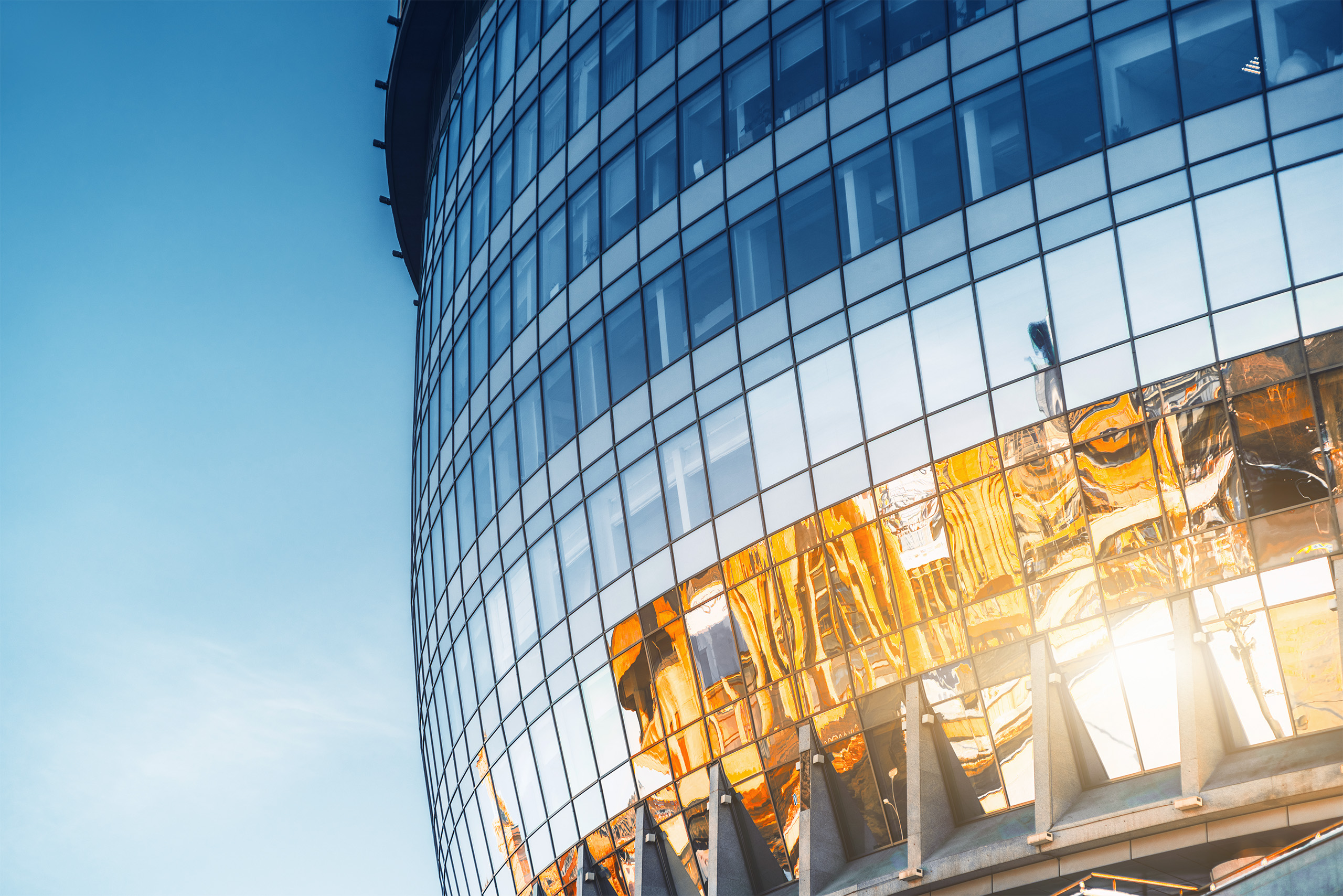 Shiny glossy facade of business high-rise